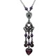 Costume Jewellery Fashion Purple Heart Glass Bead Tassel Drop Long Necklace