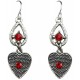 Chic Costume Jewellery, Red Diamante Open Teardrop Heart Drop Fashion Earrings