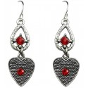 Red Diamante Open Teardrop Heart Drop Earrings