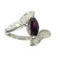 Fashion Sterling Silver 925 Costume Jewellery, Amethyst Cubic Zirconia Teardrop CZ Crystal Silver Crossover Ring