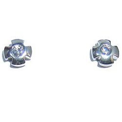 Fashion Women Costume Jewellery, Clear Cubic Zirconia CZ Sterling Silver Cross 925 Stud Earrings