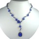 Bridal Costume Jewellery, Fashion Wedding Gift, Bib Royal Blue Diamante Daisy Link Teardrop Dress Necklace