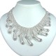 Bridal Costume Jewellery, Wedding Gift, Clear Diamante Bold Charming Teardrop Wave Bib Statement Dress Necklace