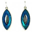 Silver & Aqua Blue Enamel Teardrop Drop Earrings