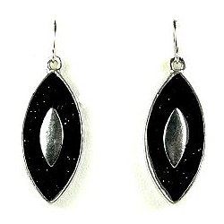 Silver & Black Enamel Teardrop Drop Earrings