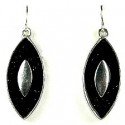 Silver & Black Enamel Teardrop Drop Earrings