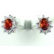 Classic Costume Jewellery, Fashion Women's Gift, Red Oval Cubic Zirconia CZ Cluster Stud Earrings