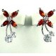 Cut Costume Jewellery, Young Women Girls Gift, Chic Fashion Earring Studs, Red Cubic Zirconia CZ Flower Fairy Stud Earrings
