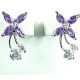 Young Women Costume Jewellery, Girls Gift, Fashion Earring Studs, Chic Purple Cubic Zirconia CZ Flower Fairy Stud Earrings