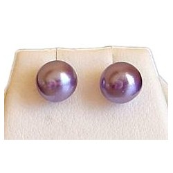 Simple Costume Jewellery, Tiny Small Earring Studs, Purple Pearl 6mm Stud Earrings