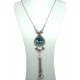 Fashion Women's Gift, Chic Costume Jewellery, Aqua Blue Luck Teardrop Tassel Drop Long Necklace