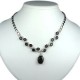 Bridal Fashion Jewellery, Costume Jewelry Necklaces, Woman Gift, Black Oval Rhinestone Clear Diamante Dress Necklace