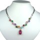Costume Jewelry UK, Fashion Jewellery, Women Wedding Gift, Mixed Colour Oval Rhinestone Clear Diamante Dress Necklace