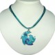 Round Costume jewellery, Fasion Young Women Girls Gift, Blue Enamel Swirl Wave Cord Necklace