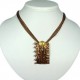 Chic Costume Jewellery, Fashion Young Women Girls Gift, Brown Enamel Rectangle Pendant Cord Necklace