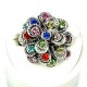 Chic Costume Jewellery, Fashion Women Girls Birthday Gift, Multi Colour Diamante Chrysanthemum Flower Ring