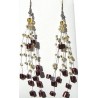 Floating Brown Pearl Gold Bead Illusion Multi Strand Earrings