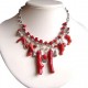 Fashion Women Gift, Natural Stone Costume Jewellery Accessories, Red Coral Reef Cascade Bold Statement Necklace