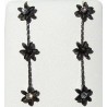 Simple Costume Jewellery Accessories, Fashion Women Girls Small Gift, Three Black Enamel Marigold Flower Linear Drop Earrings