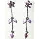 Simple Costume Jewellery Accessories, Fashion Women Girls Cute Small Gift, Purple Enamel Flower Leaf Drop Earrings