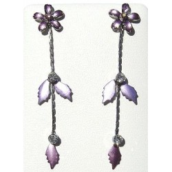 Simple Costume Jewellery Accessories, Fashion Women Girls Cute Small Gift, Purple Enamel Flower Leaf Drop Earrings