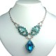 Bridal Wedding Jewellery, Blue Teardrop Rhinestone Bib Diamante Dressy Statement Necklace