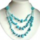 Costume Jewellery Accessories, Three Strand Necklaces, Fashion women Gifts, Blue Howlite Natural Stone Multi Layer Necklace