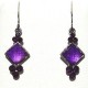 Chic Costume Jewellery Accessories, Fashion Women Girls Small Gift, Purple Diamante Lozenge Drop Earrings