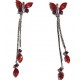 Cute Costume Jewellery, Young Women Girls Accessories, Bridemaid Dainty Small Gifts,Red Diamante Butterfly Drop Earrings