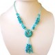 Handcrafted Costume Jewellery Accessories, Fashion Women Small Gift, Natural Stone Turquoise Donut Drop Blue Bead Necklace