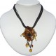 Flower Costume Jewellery Accessories, Fashion Women Girls Small Gift, Brown Fusion Floral Multi Strand Black Cord Necklace