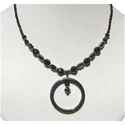 Handcrafted Bead Costume Jewellery Accessories, Fashion Women Girls Gift, Natural Stone Haematite Loop Black Bead Necklace