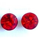 Red Diamante 7mm Plastic Pin Stud Earrings