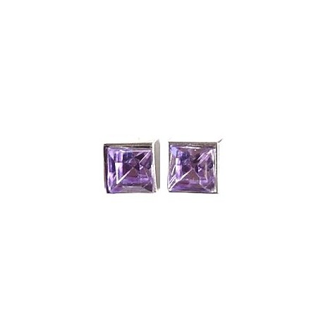 Costume Jewellery Studs Rubber Stoppers, Women Accessories, Light purple Diamante Square Rubover 8mm Plastic Pin Stud Earrings