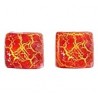 Small Costume Jewellery Studs Rubber Stoppers, Women Accessories, Yellow & Red Square Plastic Pin Stud Earrings