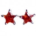 Red Diamante Star Stud Earrings