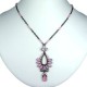 Chic Costume Jewellery for Fashion Young Women, Pink Rhinestone Diamante Teardrop Pendant Drop Necklace