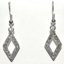 Clear Diamante Open Rhombus Short Drop Earrings