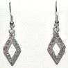 Costume Jewellery Accessories, Fashion Women Girls Small Gift, Short Dangle Clear Diamante Open Rhombus Short Drop Earrings