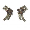 Costume Jewellery Big Earring Studs Gifts, Women Wedding Party Dress Accessories, Brown Diamante Flower Moon Large Stud Earrings
