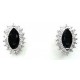 Fashion Costume Jewellery Stud Earrings UK, Black Marquise Teardrop Rhinestone Clear Diamante Halo Cluster Dressy Earring Studs