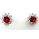 Fashion Women Costume Jewellery Earring Studs, Gifts UK, Ruby Red Round Rhinestone Clear Diamante Halo Cluster Stud Earrings