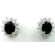 Fashion Women Earring Studs, Costume Jewellery Earrings UK, Black Oval Rhinestone Clear Diamante cluster Halo Stud Earrings