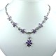 Bridal Necklaces, Wedding Jewellery, Women Fashion Jewelry UK, Purple Cubic Zirconia CZ Crystal Flower Dress Necklace