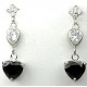 Dressy Costume Jewellery, Black Crystal Heart CZ Fashion Drop Earrings