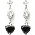 Black Crystal Heart CZ Drop Earrings