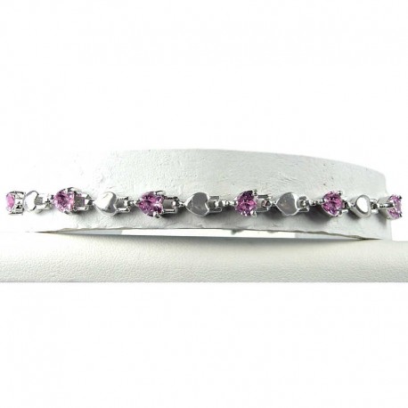 Simple Costume Jewellery, Pink Crystal Heart CZ Dressy Fashion Tennis Bracelet