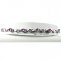 Pink Crystal Heart CZ Dressy Tennis Bracelet
