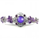 Purple Round Rhinestone Natural Stone Wave Fashion Bracelet