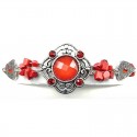 Red Round Rhinestone Natural Stone Wave Fashion Bracelet